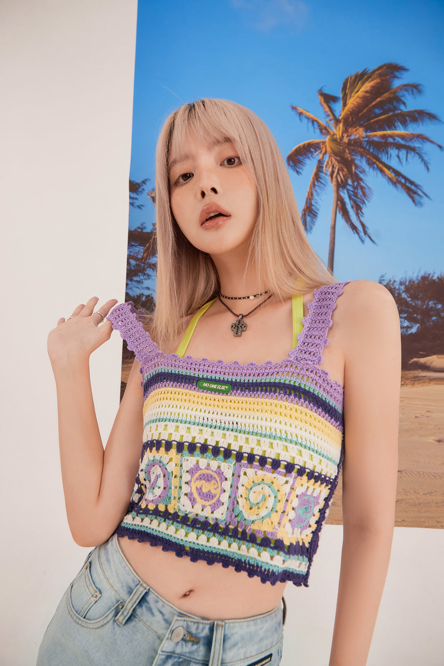 CHUU Vintage Crochet Crop Sleeveless Top