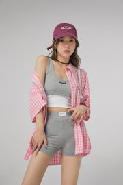 Gingham Check Maxi Collar Shirt