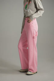 Side Strap Straight Wide Pants