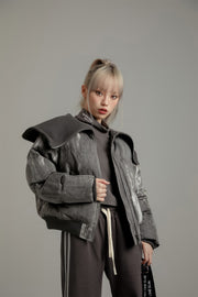 Gradient Big Collar Loose Fit Padding Jacket