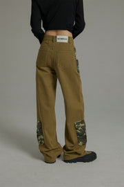 Camouflage Pocket Straight Casual Pants