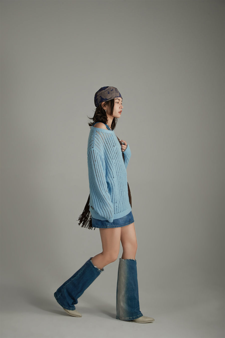 CHUU Ribbed Open Knit Loose Fit Sweater