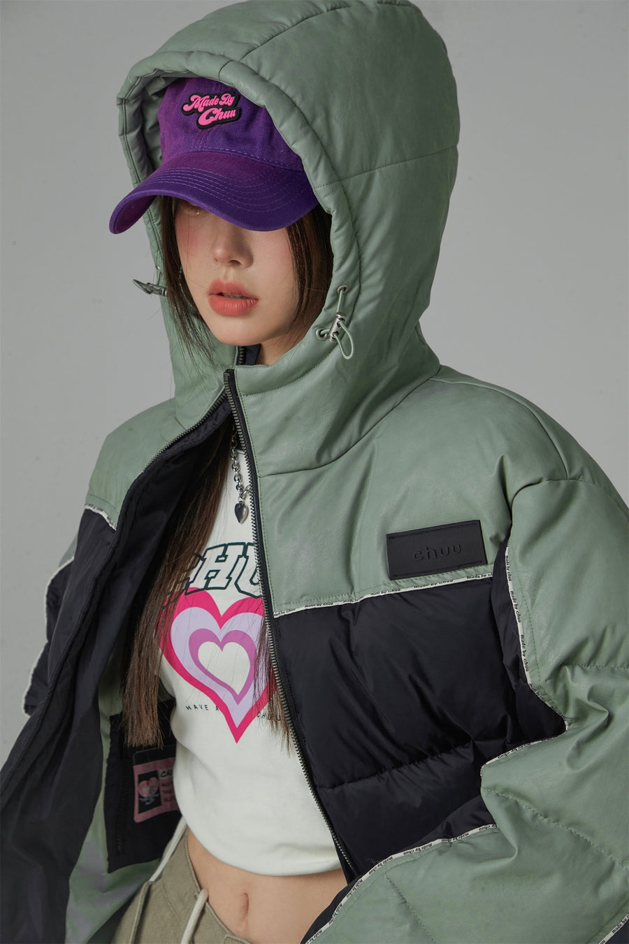 CHUU Two Tone Duck Down Puffer Coat