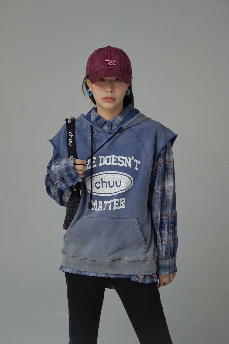 CHUU Size Doesnt Matter Cotton Sleeveless Hoodie