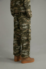 Camo Cargo Wide Cotton Pants