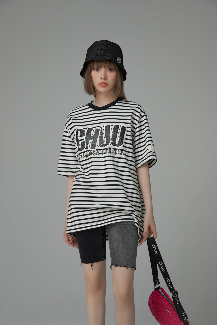 CHUU Size Doesnt Matter Striped Loose Fit T-Shirt