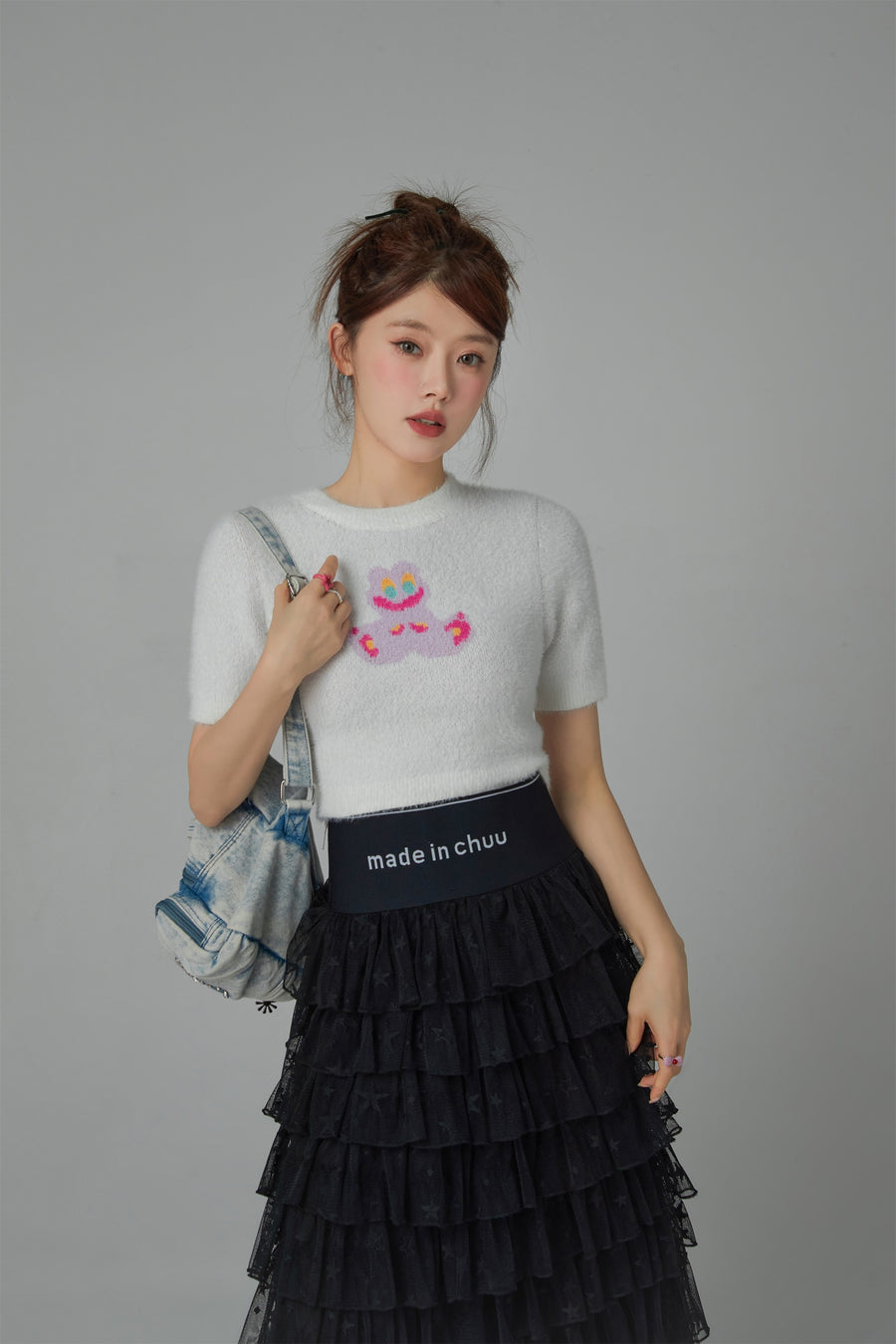 CHUU Funny Rabbit Crop Soft Knit Sweater