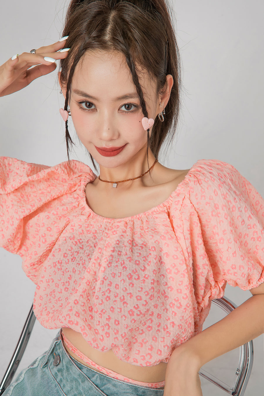 CHUU Leo Flowers Off-Shoulder Wrap Blouse