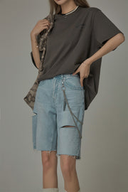 Distressed Denim Shorts