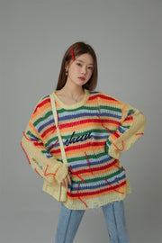 Rainbow Stripe Knit Sweater