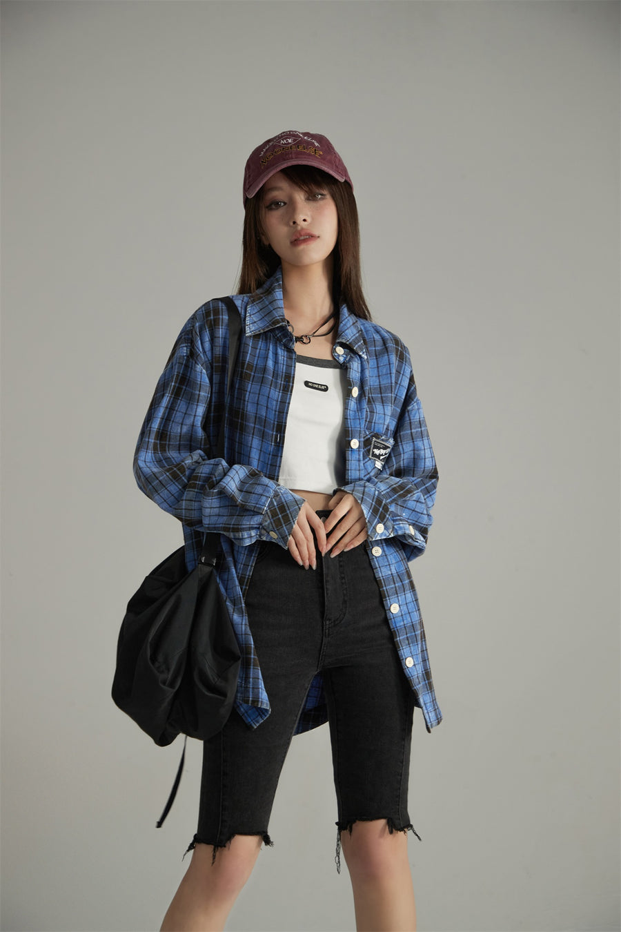 CHUU Vintage Check Button-Up Shirt