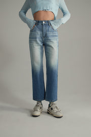 Gradient Wash Ankle Straight Jeans