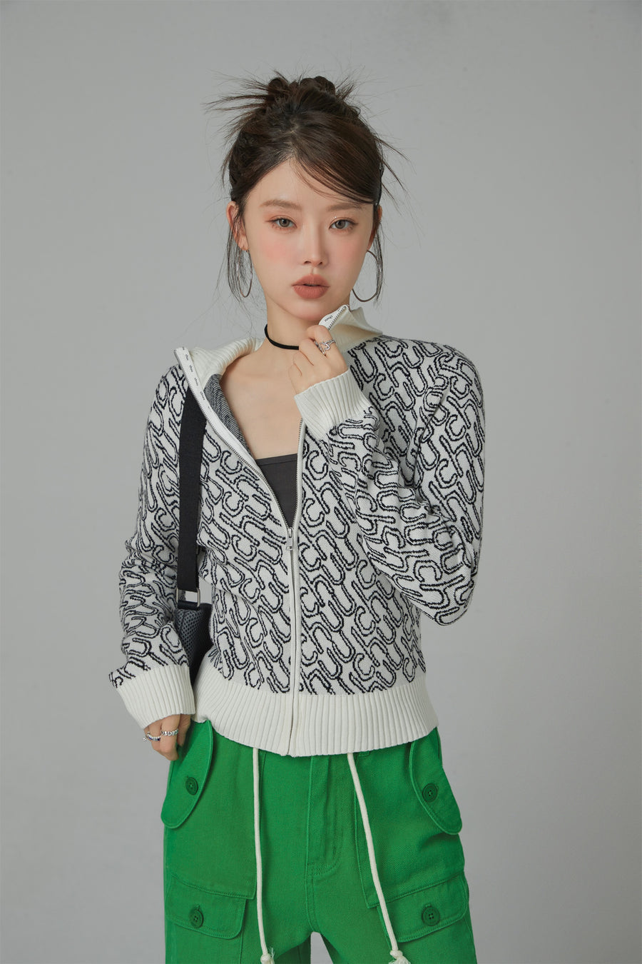 CHUU Running To You Zip-Up Knit Cardigan