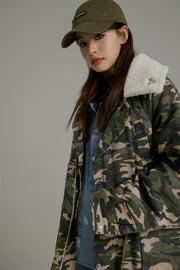 Camo Loose Fit Dumble Collar Coat