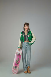Joining Forces Crop Baseball Jacket