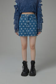 Star Denim Mini Skirt