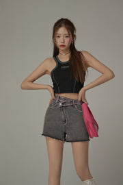 Back Split Cropped Sleeveless Top