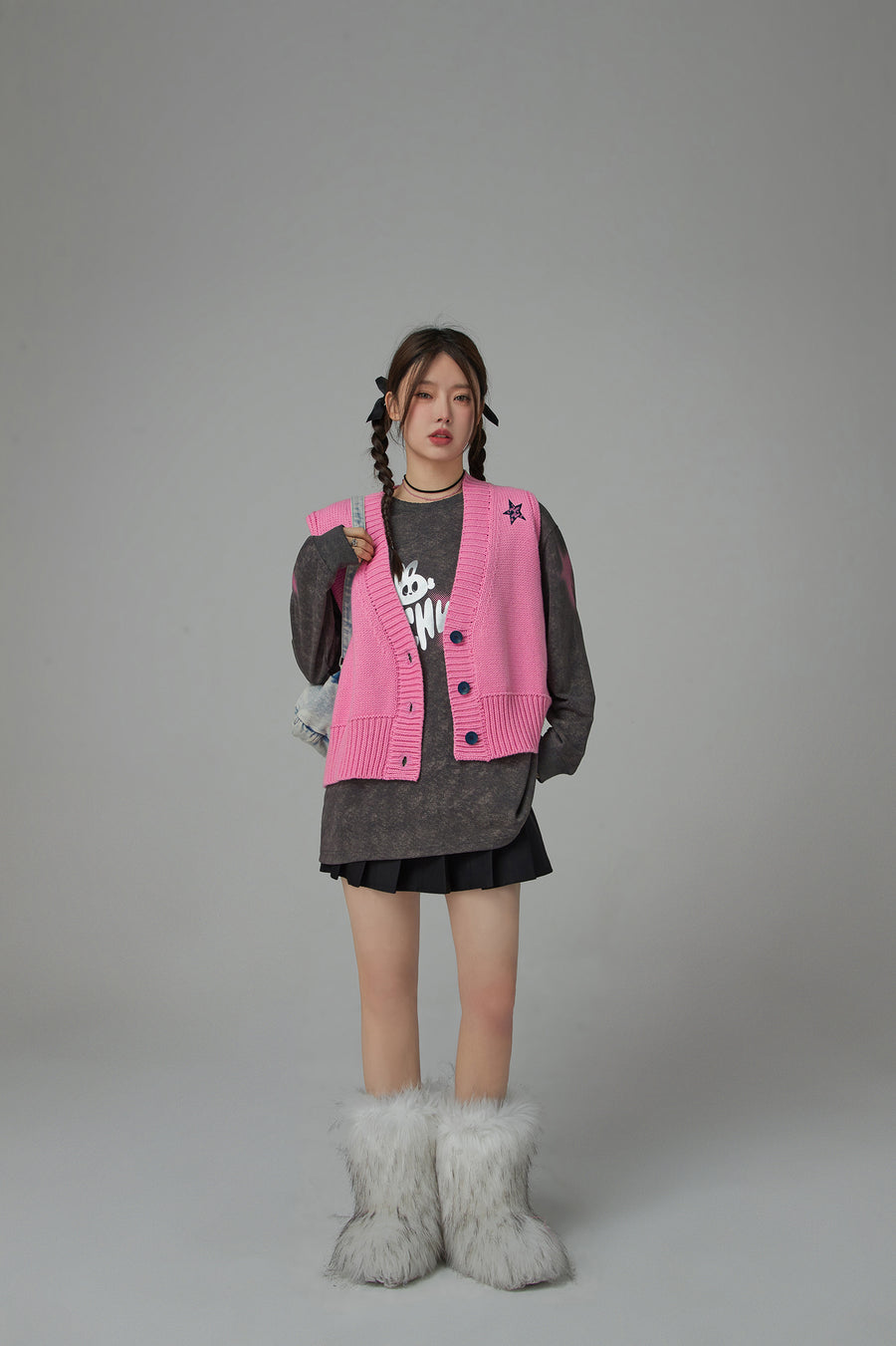 CHUU Revolves Around You Star Knit Vest