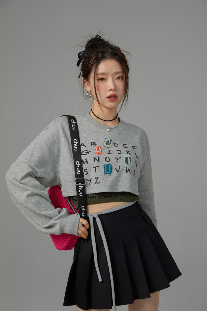 Spell Chuu Alphabet Crop Sweatshirt