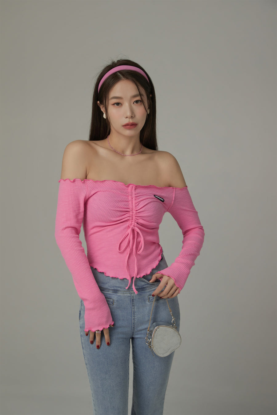 CHUU Shirring Off-Shoulder Top