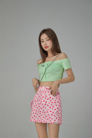 Cherry Print A-Line Mini Skirt