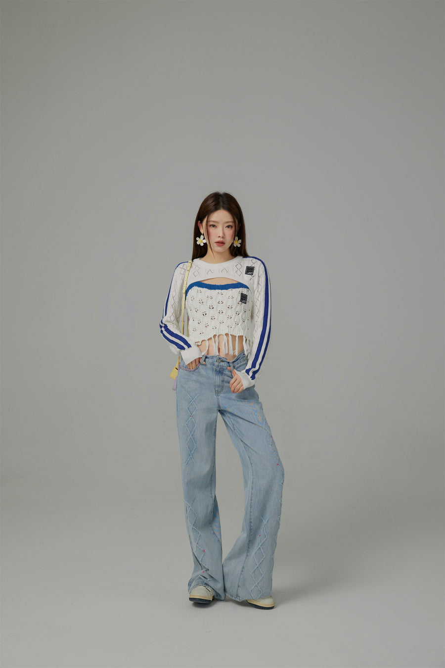 CHUU Positive Spark Knit Maxi Crop Top