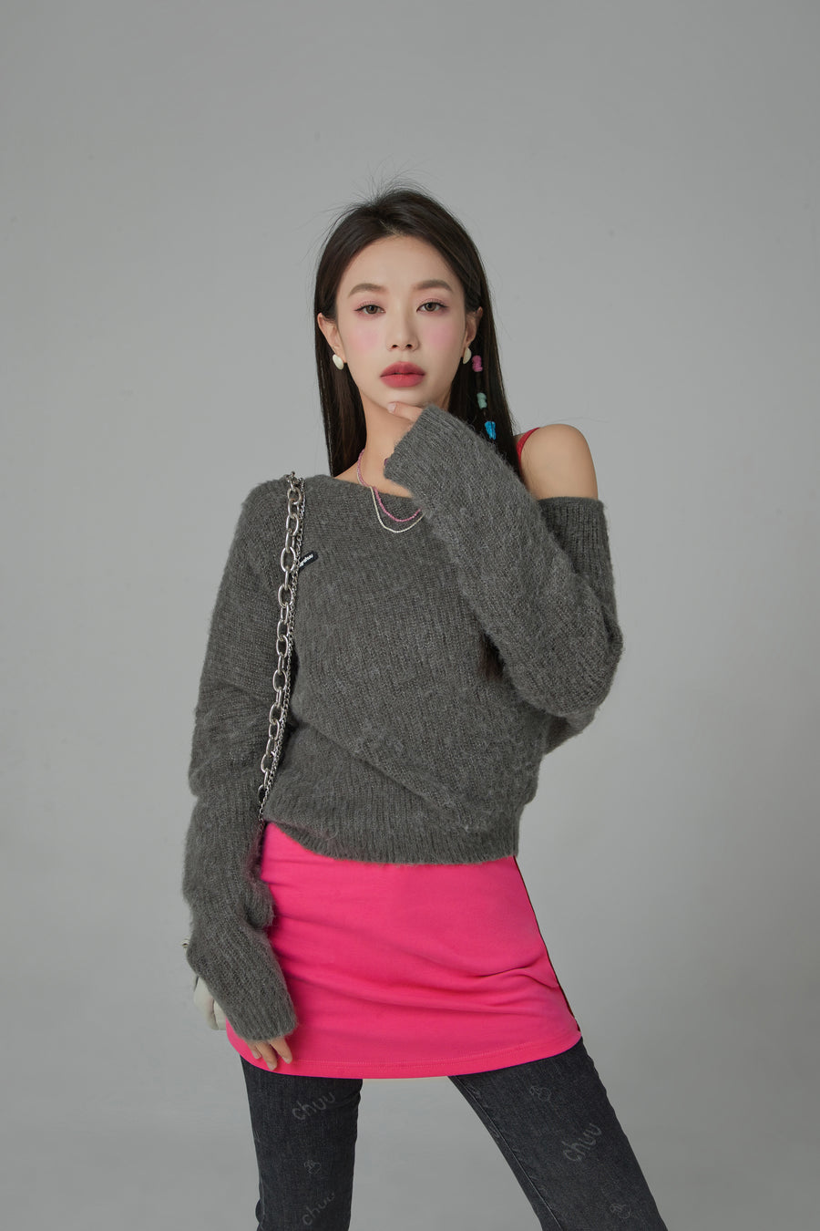 CHUU Wind And Sky Off The Shoulder Ribbed Top