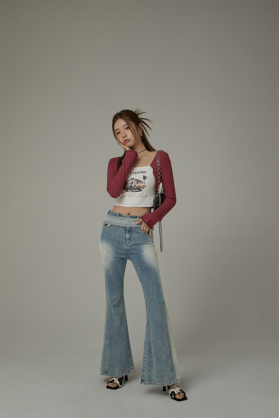 CHUU Washed Bootcut Denim Jeans