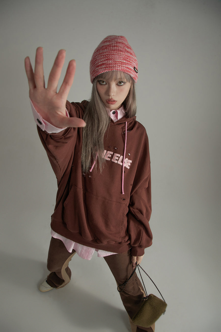 CHUU Punching Loose-Fit Hoodie