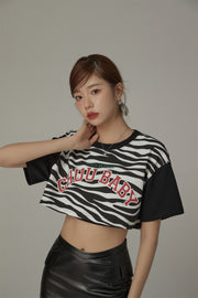 Zebra Contrast Cropped T-Shirt