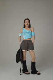 Chuu Babe Off-The-Shoulder Asymmetrical Cropped T-Shirt