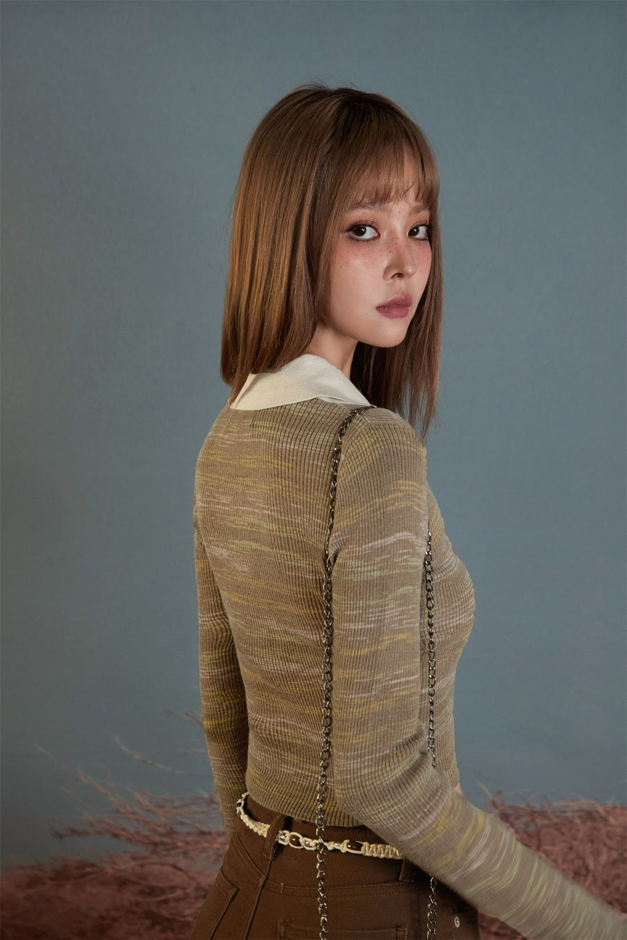 CHUU Camouflage Polo Collar Knit Shirt