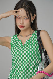 Not Afraid Of Tomorrow Checkered Sleeveless Top