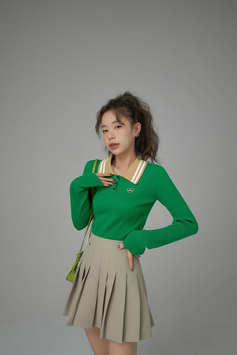 CHUU Go To Galleries Polo Knit Top