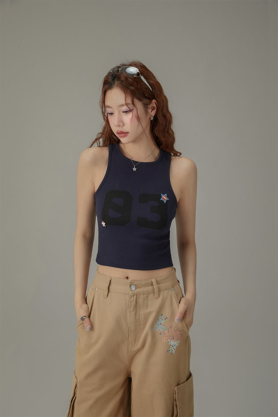 CHUU Star Number Slim Sleeveless Top