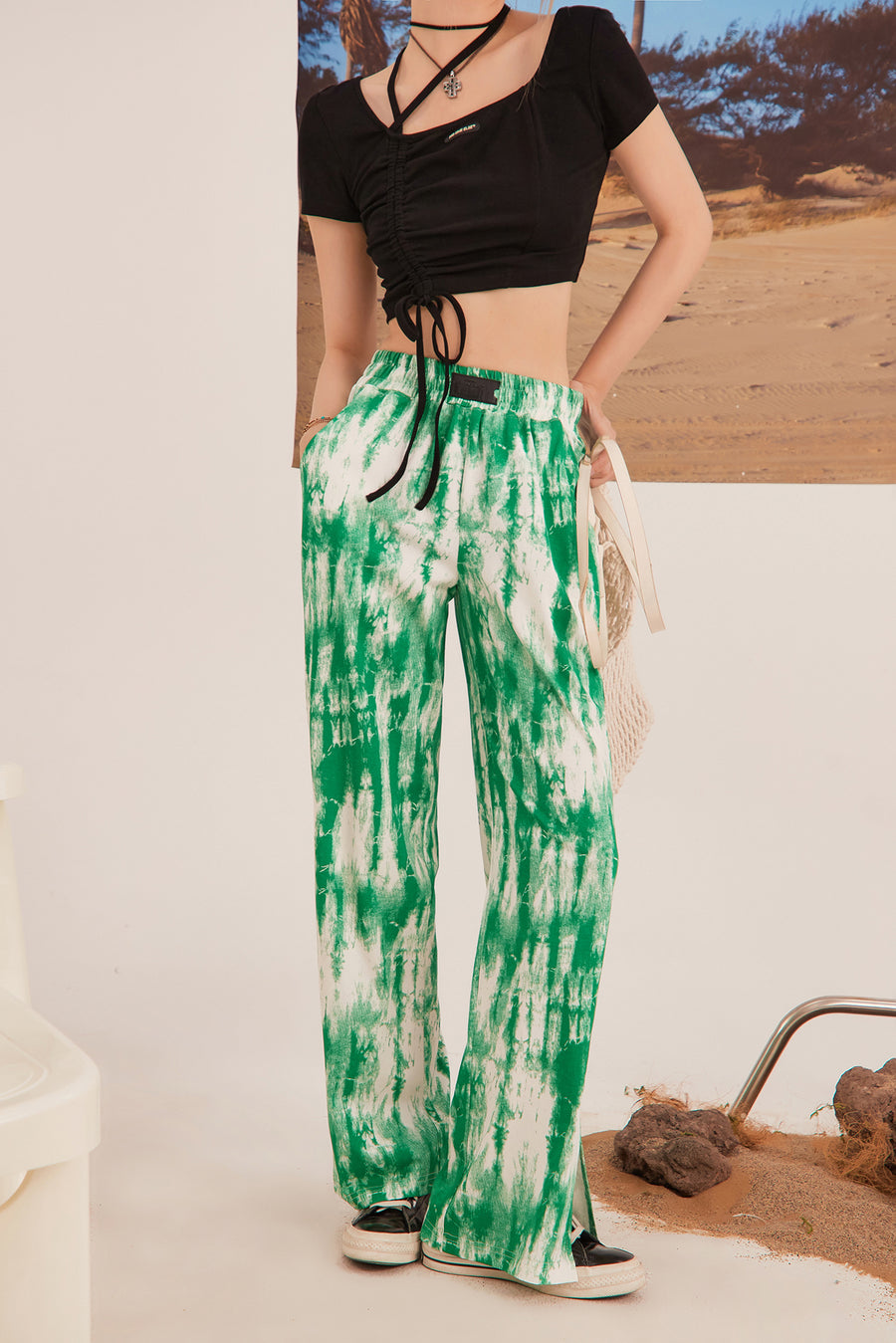 CHUU Tie-Dye Banding Pants