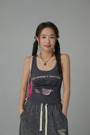 Size Doesnt Matter U-Neck Crop Sleeveless Tank Top