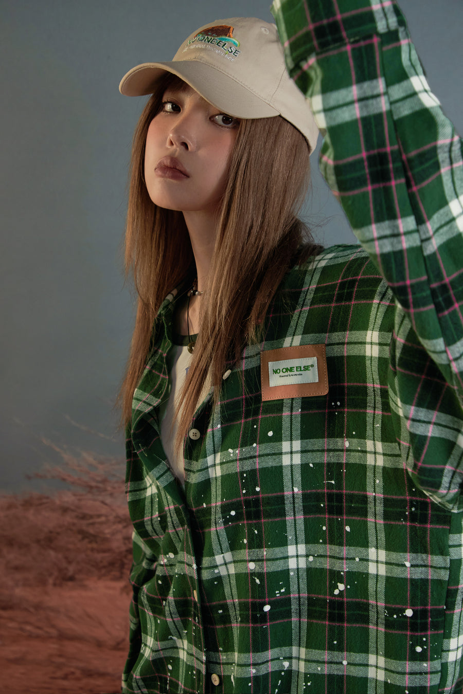 CHUU Scottish Check Long Shirt