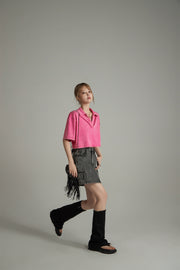 Pink Cactus Crop Polo T-Shirt