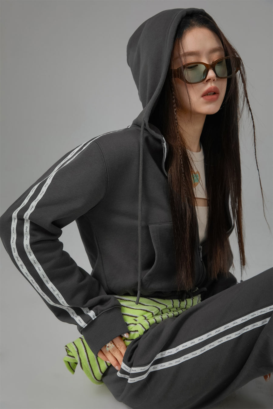 CHUU Hoodie Zip-Up Jogger Jumpsuit