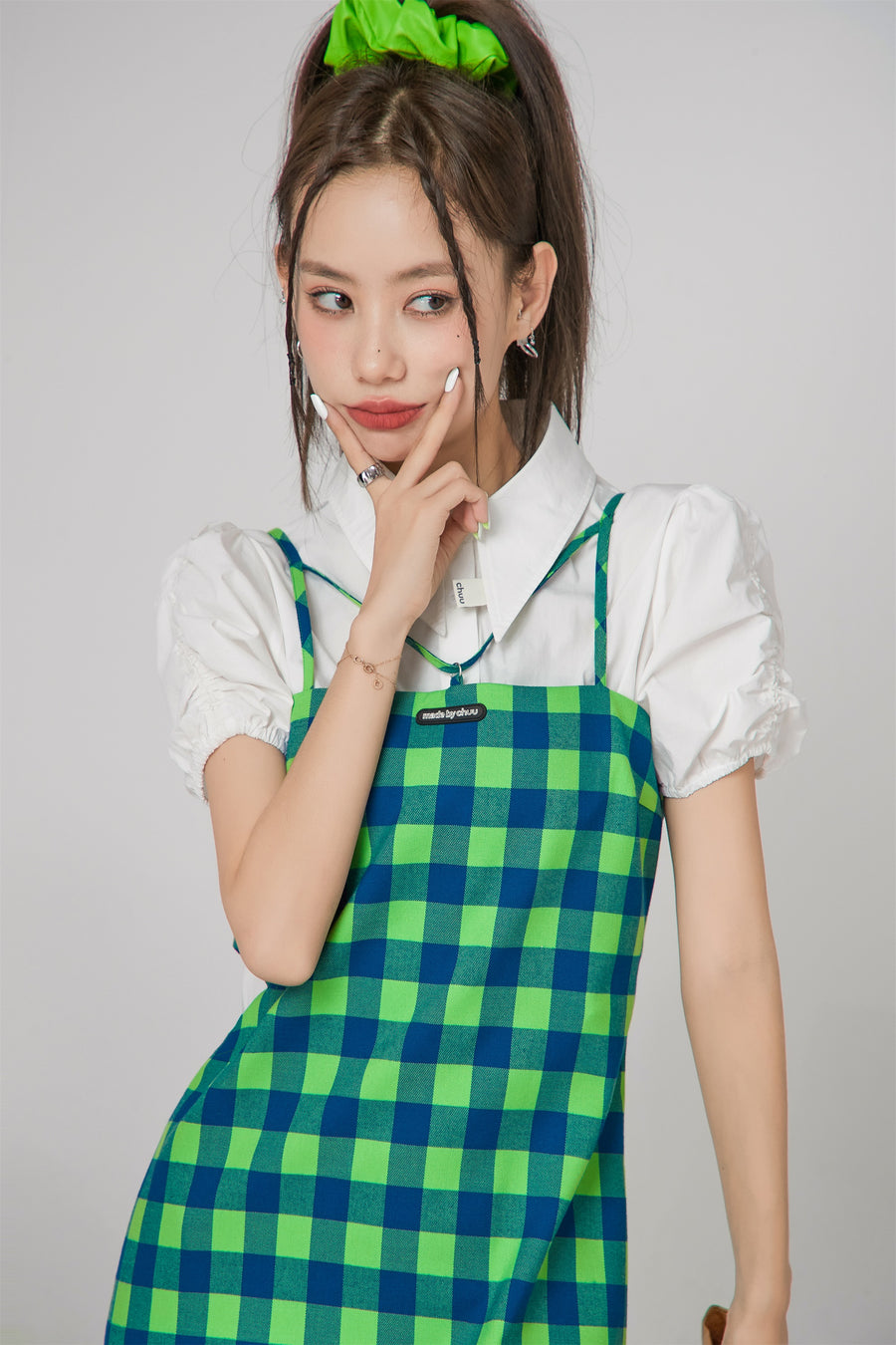 CHUU Check Sleeveless Mini Dress