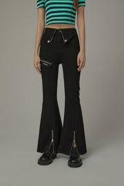 Zipper Slits Bootcut Pants