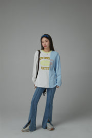 Size Doesnt Matter Two-Toned Loose Fit T-Shirt