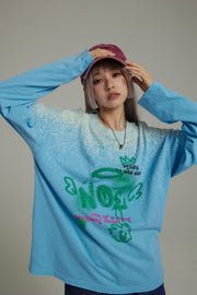 Angel Graffiti Logo Gradient Long-Sleeves Top