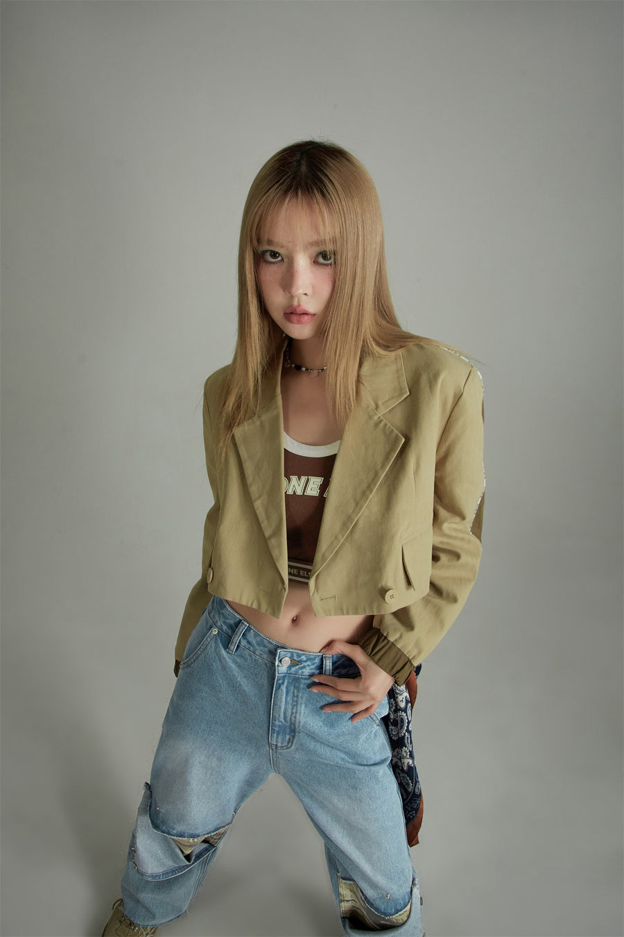 CHUU Noe Cropped Blazer Outer Jacket