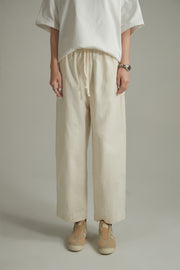 Cotton Ankle Cropped Wide Pants