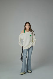 Let It Fall Off Shoulder Loose Knit Sweater