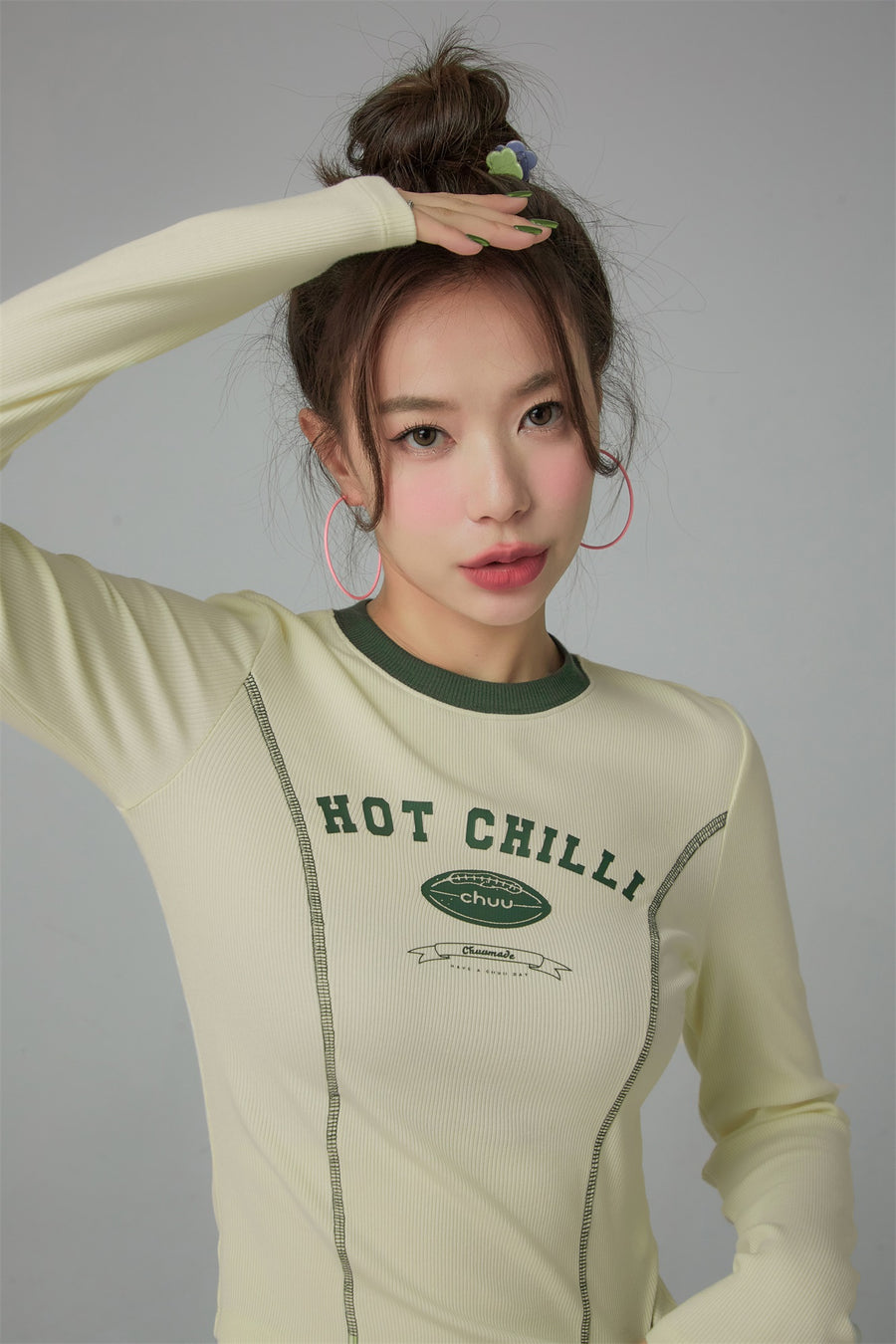 CHUU Hot Chilli Slimfit Long Sleeves Top