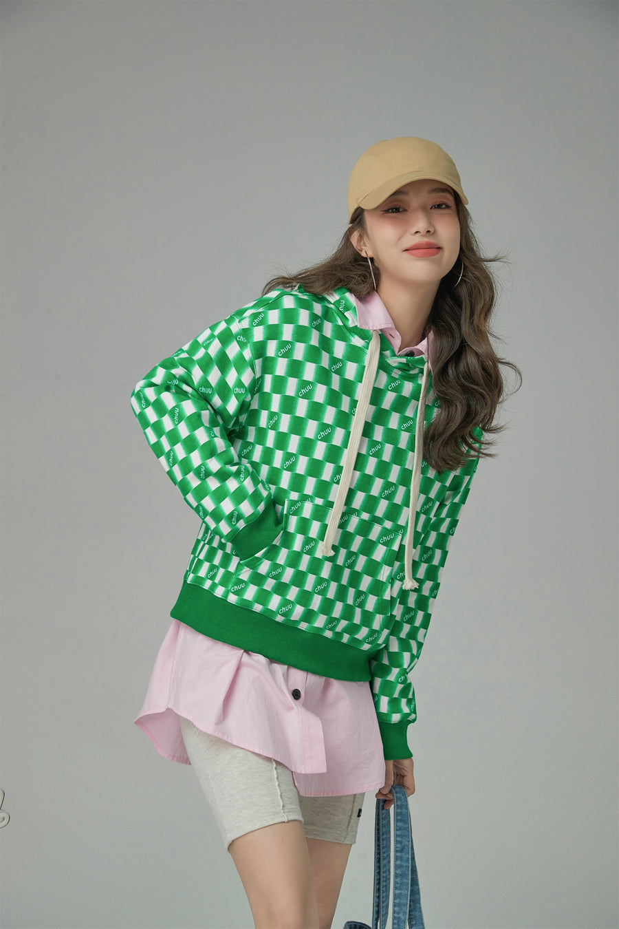 CHUU Owning My Greatness Checkered Hoodie