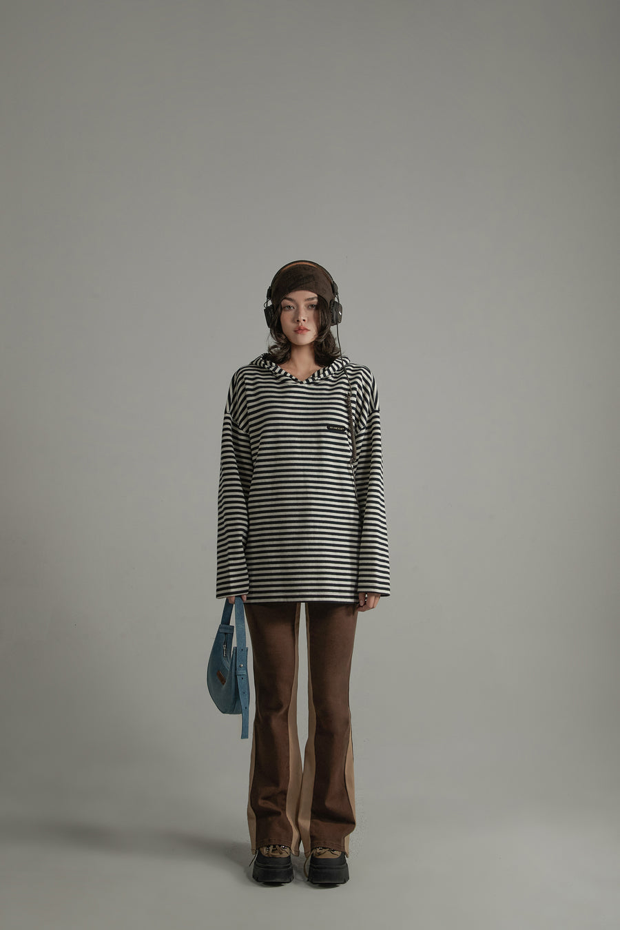 CHUU Striped Overfit Long-Sleeves Hoodie